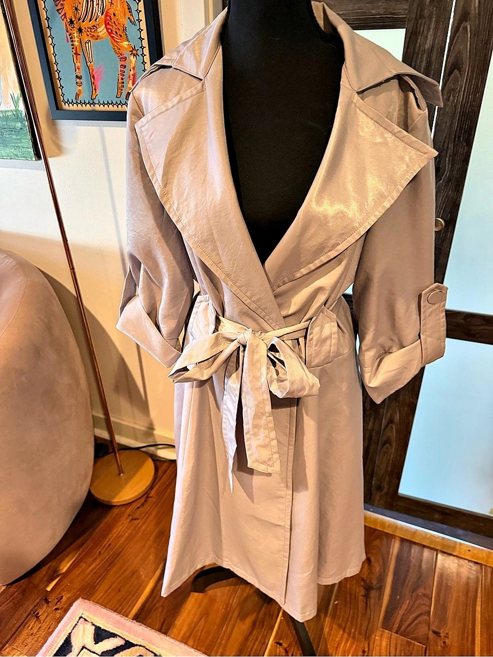 LAPIS Women'Small Trench Coat in Pink Size Large -EUC